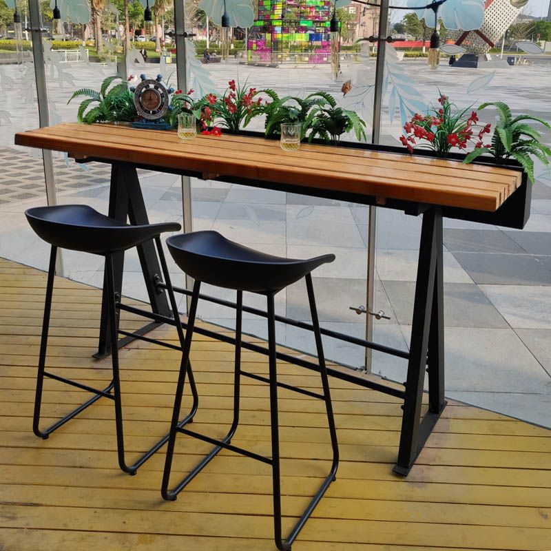 Industrial Style Solid Wood Pub Dining Set 1/2/3 Pcs Rectangular Pub Set for Home