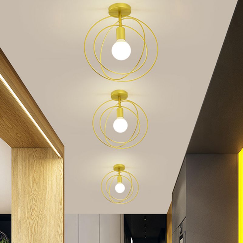 Nordic Style Iron Ceiling Light Geometry Shape 1 Light Ceiling Lamp for Bedroom