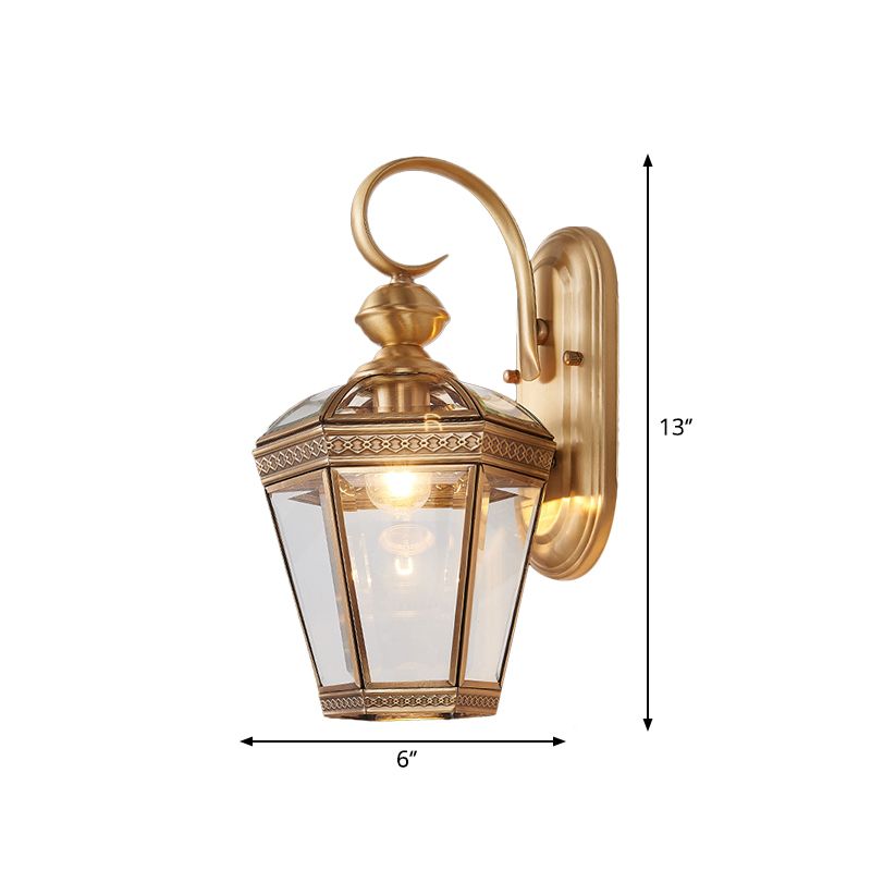 6"/7.5" Wide Tapered Sconce Light Traditionary Metal 1 Head Brass Wall Lamp Fixture for Living Room
