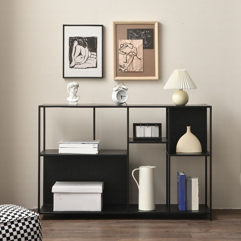 Modern Style Open Back Bookshelf Horizontal Metal Bookcase with Shelves