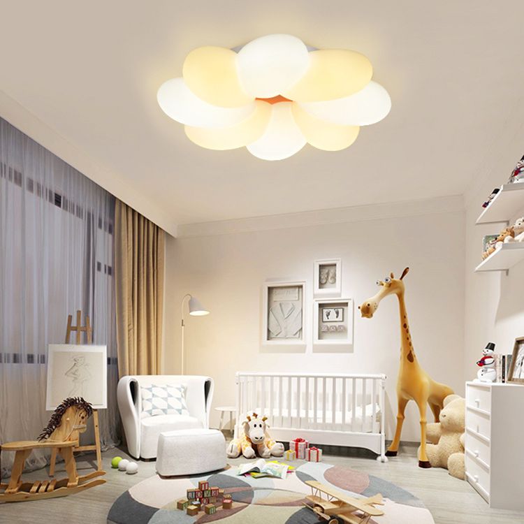 Flower Flush Mount Lighting 1 Light Plastic Kids Flush Ceiling Light Fixtures for Girls Bedroom
