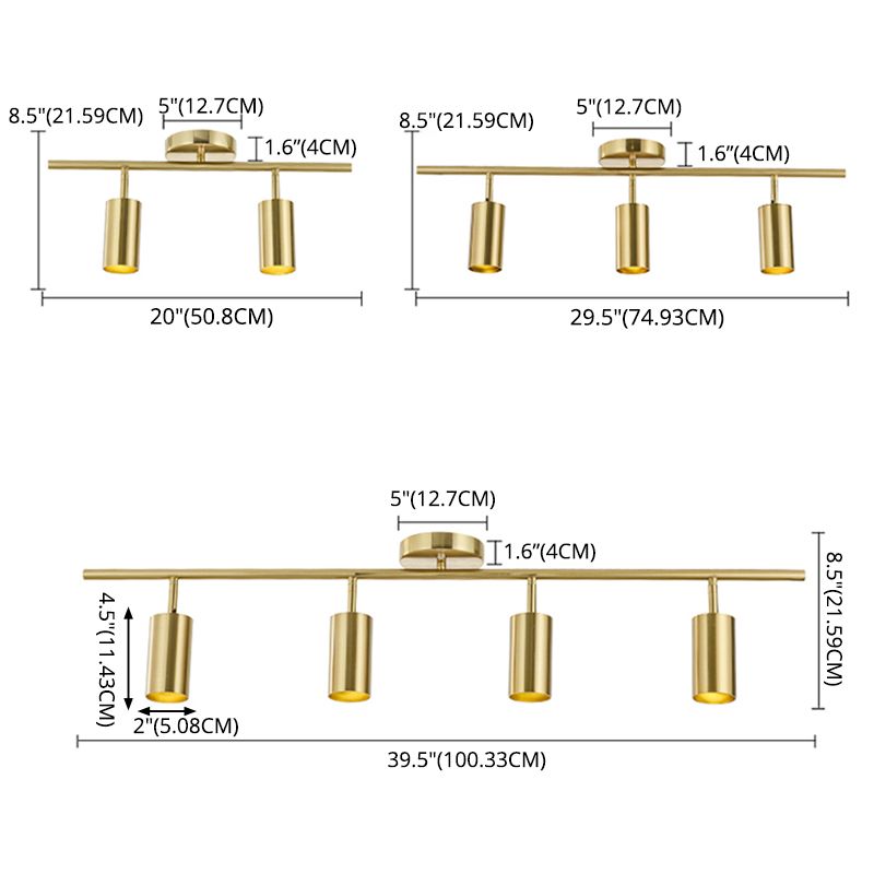 Golden Track Lighting Modern Light Luxury Clothing Store Commercial Living Room Background Wall Surface Mounted Household Spotlight