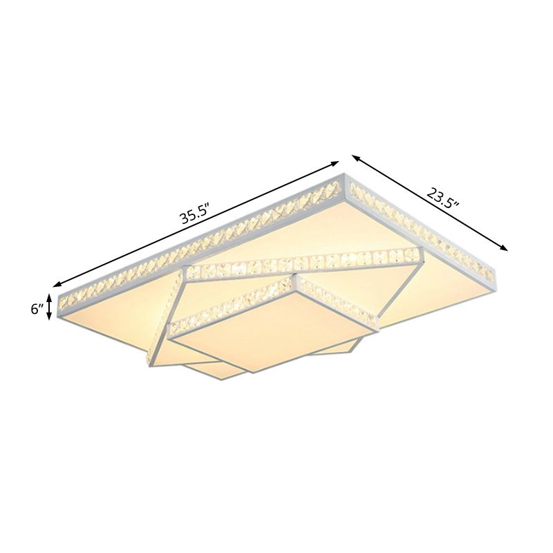 Metal 3 Tiered Square Flush Ceiling Lighting Contemporary LED White Ceiling Mount Light Fixture in White/Third Gear Light