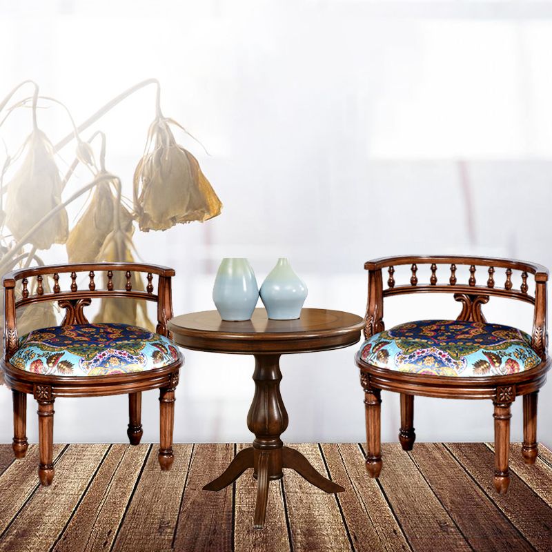 Rustic Style Dining Chair Wooden Open Back Side Chair for Living Room
