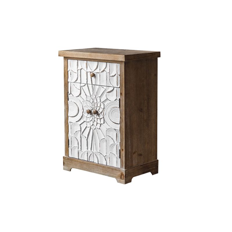 Industrial Distressed Wood Cabinet 1/2 - Drawer Solid Wood Storage Cabinet in White