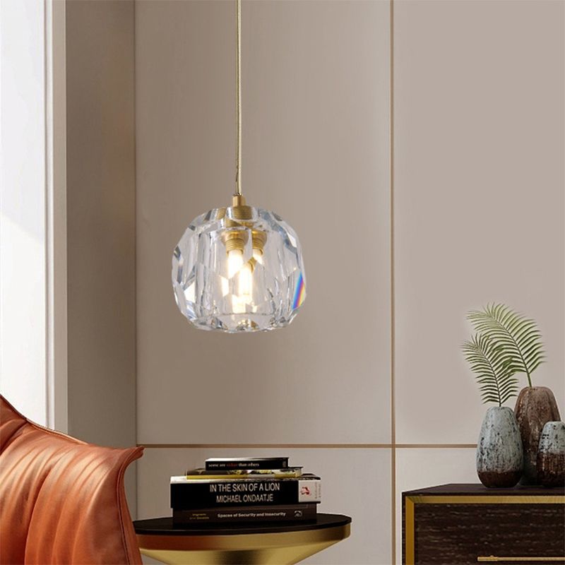 Cut Crystals Block Hanging Pendant Lights Luxury Style Pendant Light for Living Room