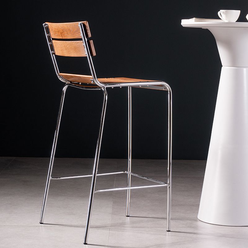 Contemporary Low Back Armless Bar Stools with Silver Metal Base