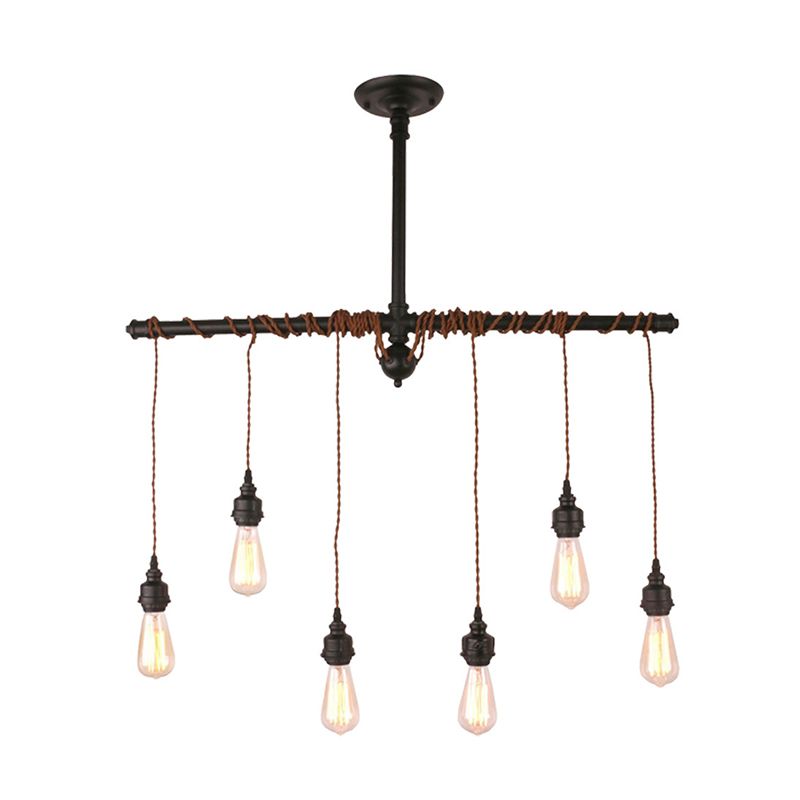 Peas Shape Pendant Light Modern Style Wood 6 Lights Island Lamps for Living Room