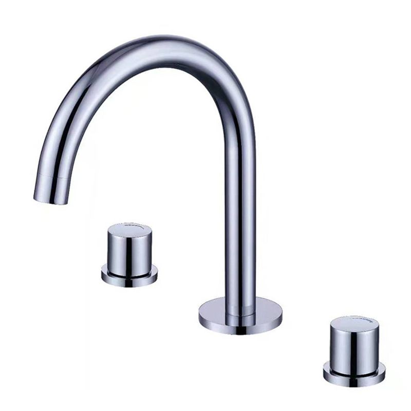 Circular 2-Handle Bathroom Faucet with Copper 3-Hole Widespread Bathroom Sink Faucet