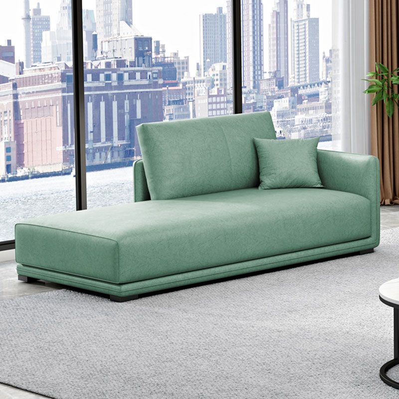 Nordic Living Room Chaise Rolled Arms Upholstered Chaise Lounge with Wooden Base