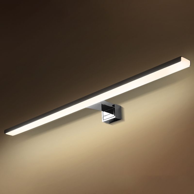 Metal Linear Shade Mirror Wall Lights Modern 1 Head Wall Mount Fixture in Silver
