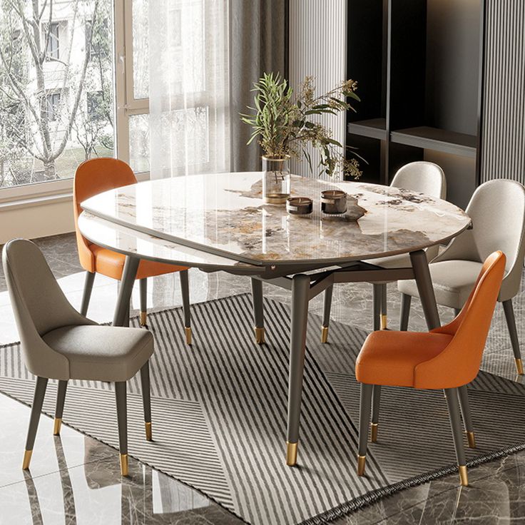 Mesa de comedor de lujo tradicional mesa de comedor de piedra sinterizada con 4 patas de madera