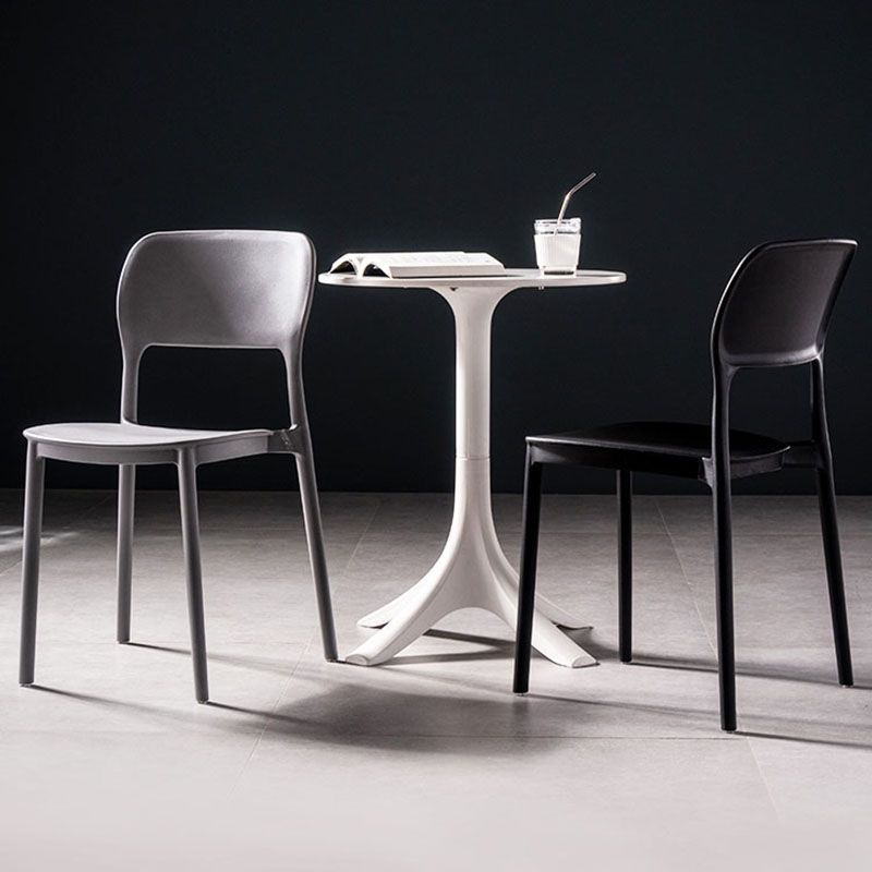 Silla de cocina de estilo contemporáneo, silla lateral de comedor con respaldo abierto sin brazos de plástico