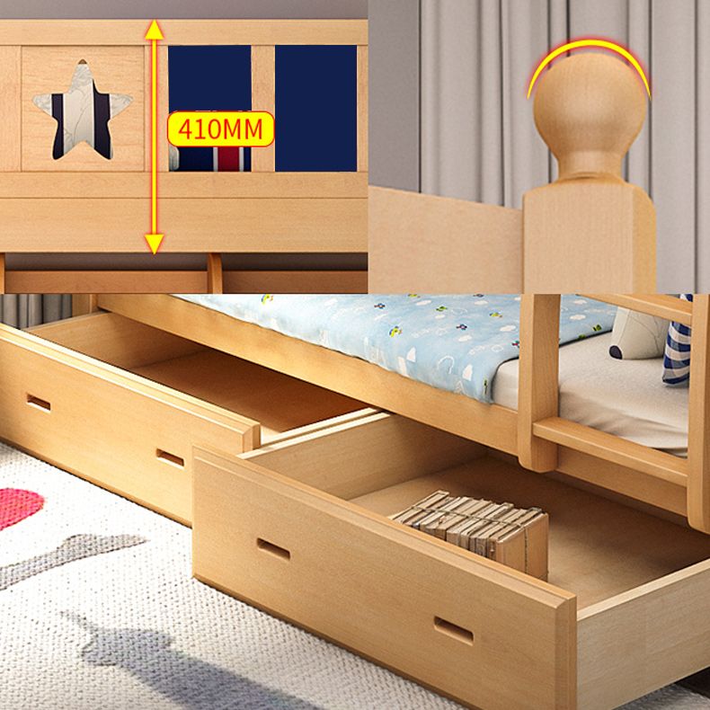 Natural Beech Bunk Bed Modern Bedroom Bunk Bed with Footboard