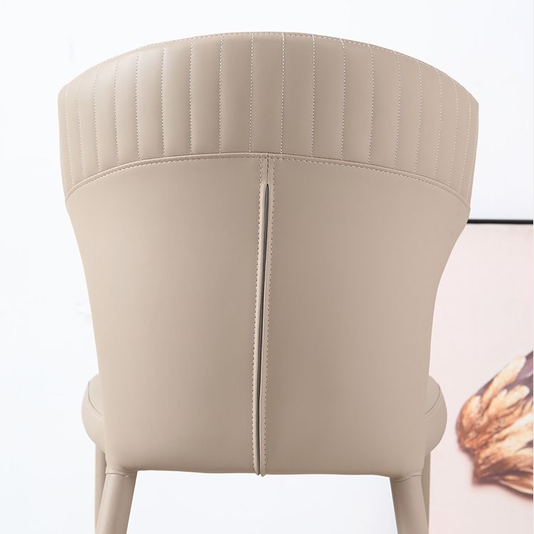 Faux Leather Dining Chairs Wingback Side Chairs with Metal Base