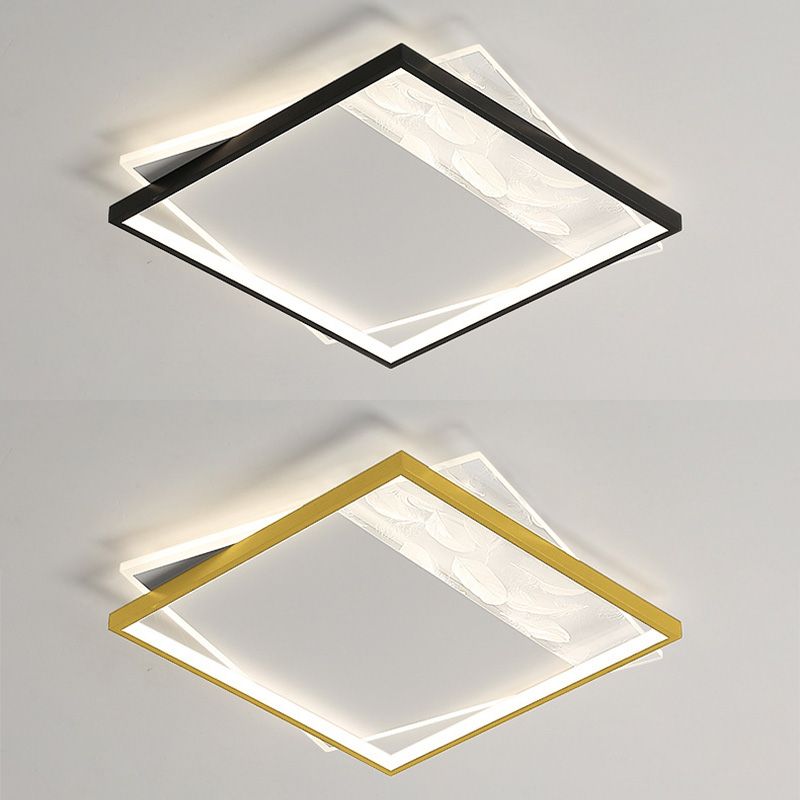 Geometric Feather LED Semi Flush Mount in Modern Simplicity Wrought Iron Ceiling Light for Interior Spaces