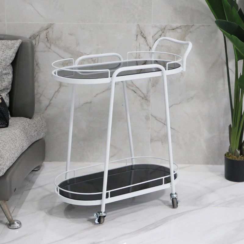 Modern Rolling Kitchen Trolley Glass Open Storage Prep Table