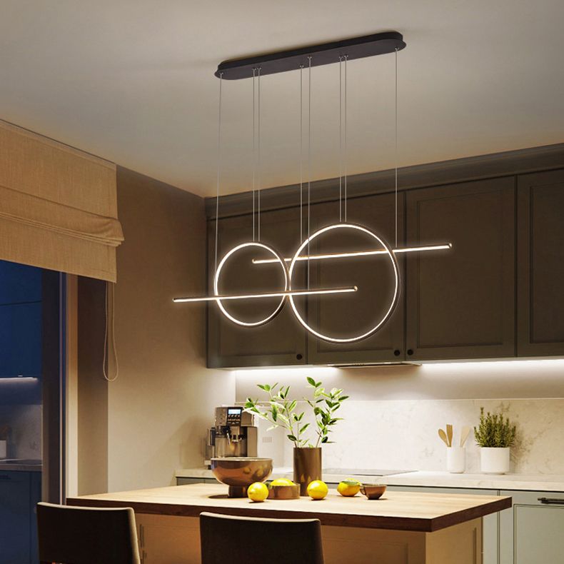 Einfacher helles helles schwarzes 4-Licht-Metallanhänger-Beleuchtungskörper für Esszimmer