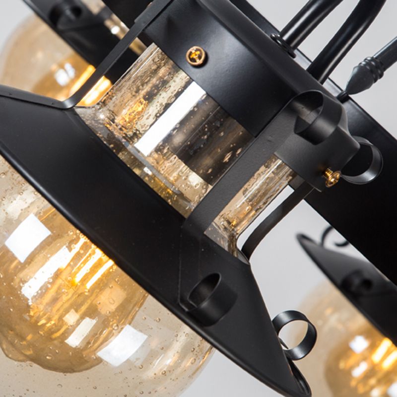 Lampada di sospensione in vetro a sfera in stile industriale lampadario in nero