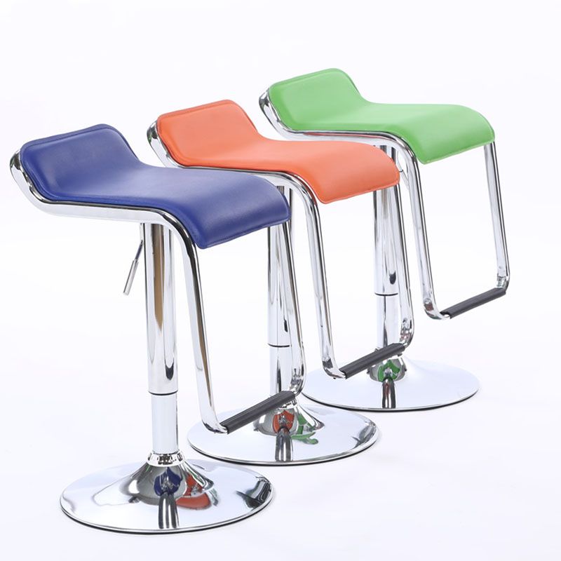 Modern Backrest Liftable Stool Steel Cashier Bar Stool with Leather Cushion and Pedal
