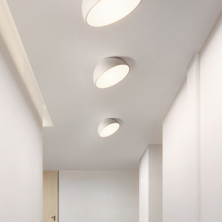 Moderne minimalistische LED-plafondlamp aluminium halfrond inbouw met acryl kap