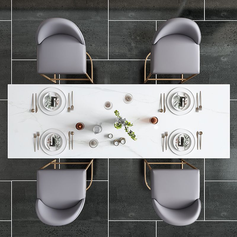 Glam Rectangle Bar Table Marble Double Pedestal Table for Indoor