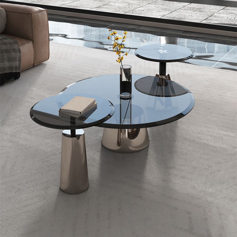 Black Glass Top Bunching Tables Abstract Coffee Cocktail Table