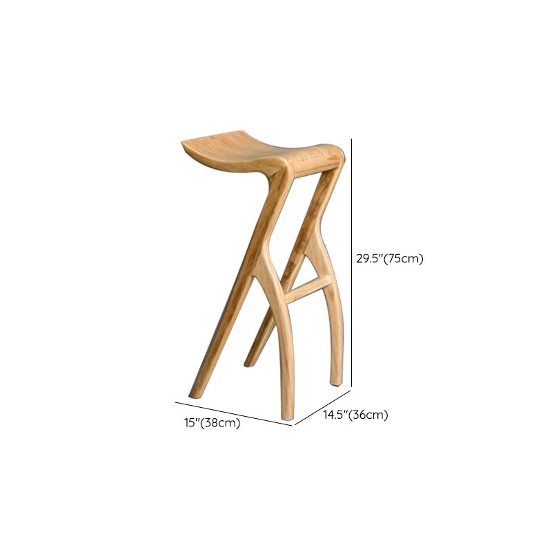 Industrial Backless Armless Counter Stool Pine Wood Bar Stool with Pedal for Bar