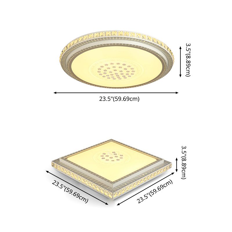 Lámpara de techo empotrada geométrica para sala de estar, lámpara empotrada simple LED de cristal en blanco