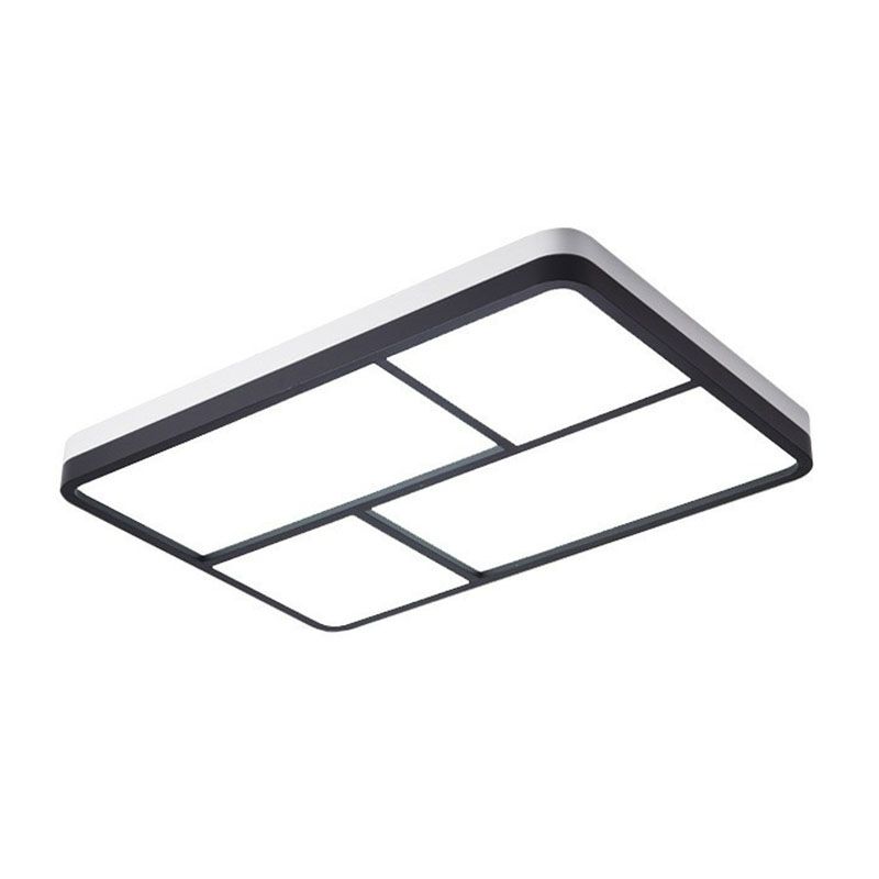 Minimal Splicing Quadrate Flush Ceiling Light Metal Living Room LED Flush Mount Lighting Fixture in Black and White