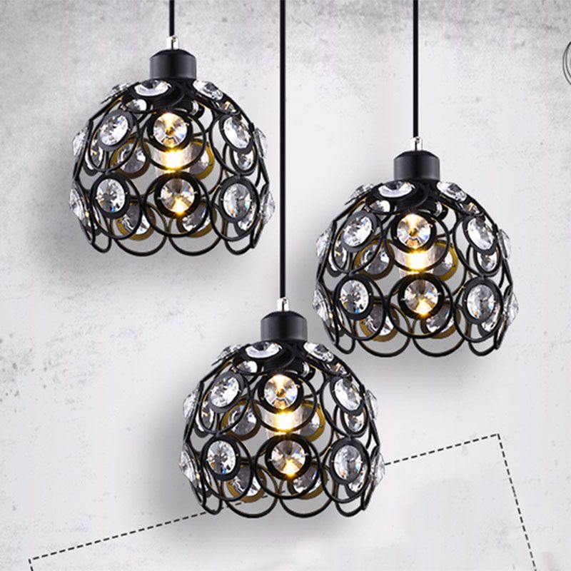 Suspension du pendentif moderne dôme suspendu à cristal clair avec un cordon suspendu à 39,5 "