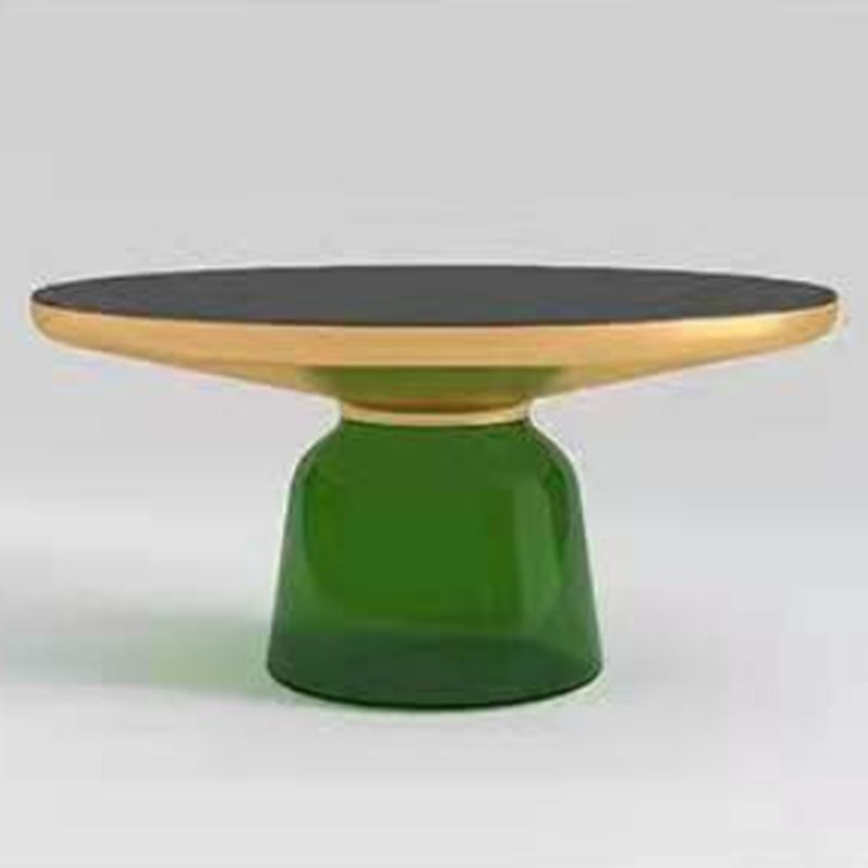 Contemporary Round Side Table Glass Pedestal Sofa End Table for Living Room