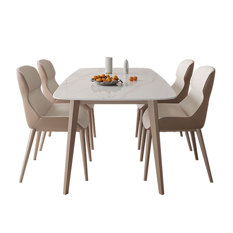 Kitchen Luxury Dinner Table Stone Rectangle 4 Legs Dining Table