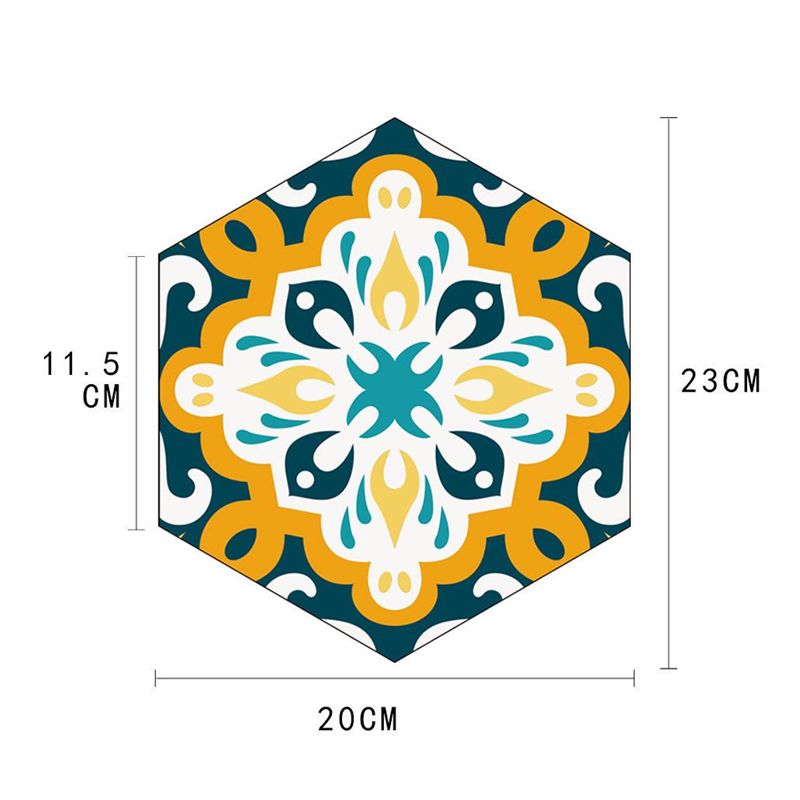 Ethnic Flowers Stick On Wallpaper Panels for Living Room, Yellow-Green, 9' L x 8" W