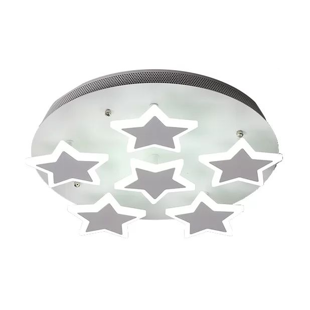 Acrylic Starry Ceiling Mount Light Romantic Flush Light in White Finish for Girls Bedroom