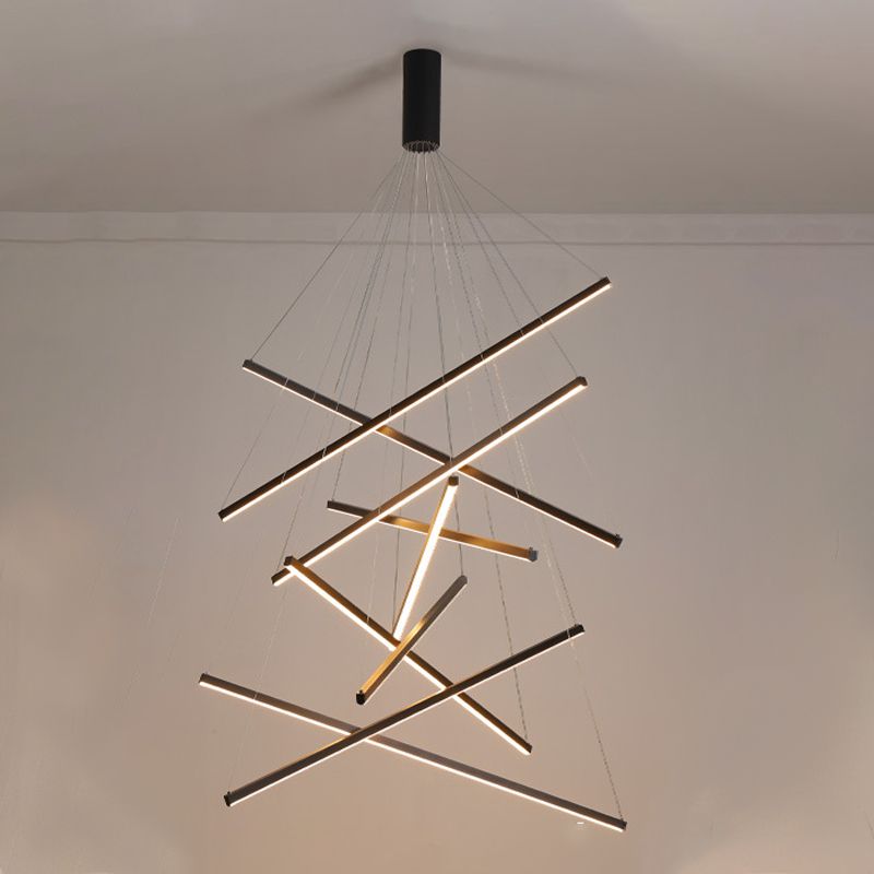 Modern Style Metal Hanging Light Fixtures Linear Multi Lights Suspension Light