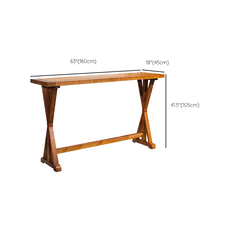 Modern Style Bistro Bar Table Rectangle Solid Wood Bar Table for Dining Room