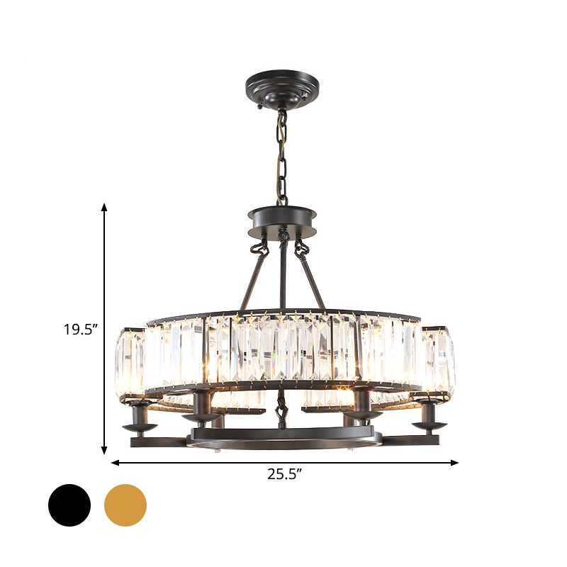 Beveled Crystal Circle Chandelier Lamp Classic Living Room LED Ceiling Suspension Light
