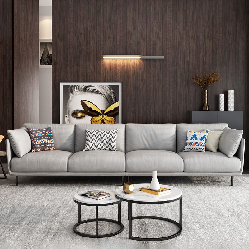 Faux Leather Contemporary Square Sofa Stain Resistant Standard Sofa for Living Room
