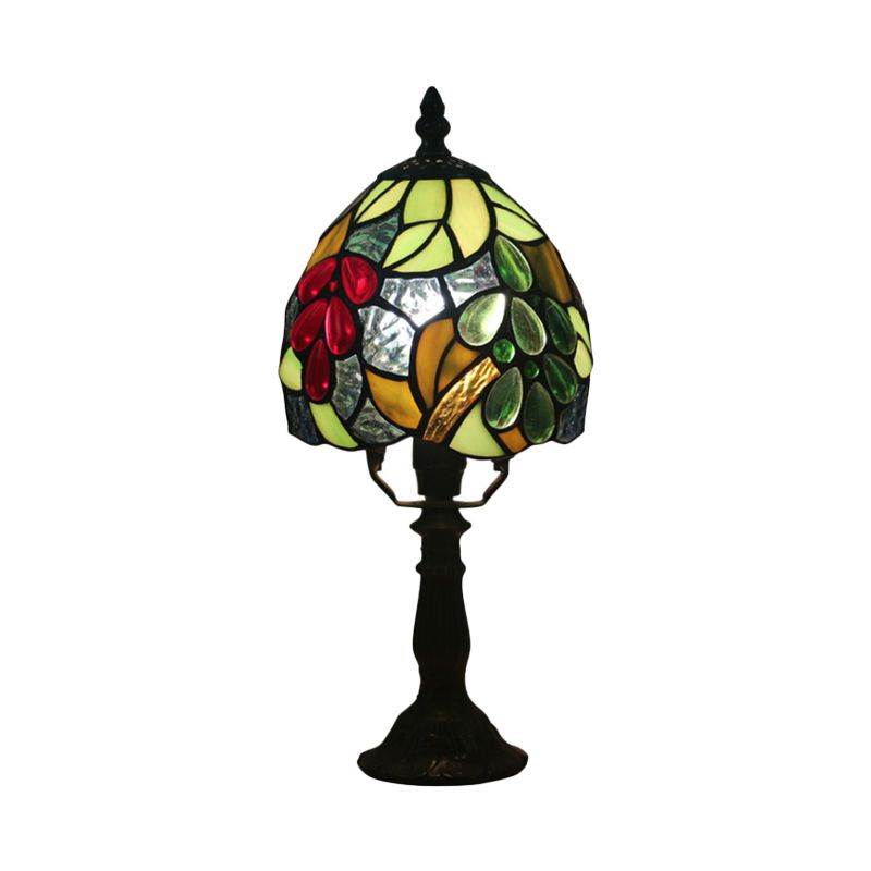 Dome Tisch leichte Tiffany Hand geschnittenes Glas 1 hell dunkle Kaffee Trauben gemusterte Schreibtischlampe
