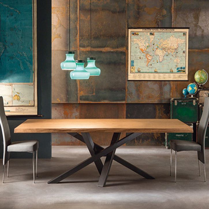 Industrial Dinning Table with Pine Rectangle Dining Table for Kitchen