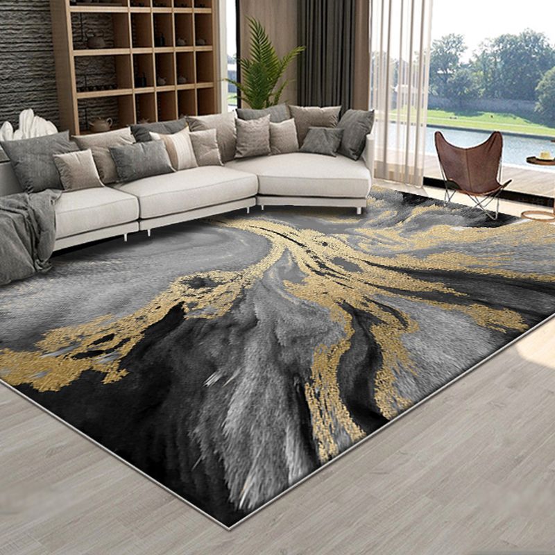 Reclaimed Splash Ink Carpet Polyester Indoor Carpet Stain Resistant Area Rug for Living Room