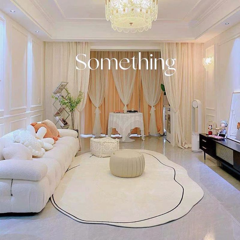 Light Orange Line Rug Polyester Modern Rug Non-Slip Backing Rug for Home Decor