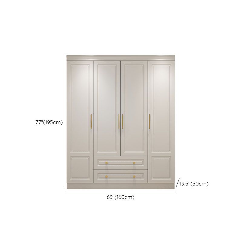 Manufactured Wood White Wardrobe for Home Modern Cabinet with Drawers