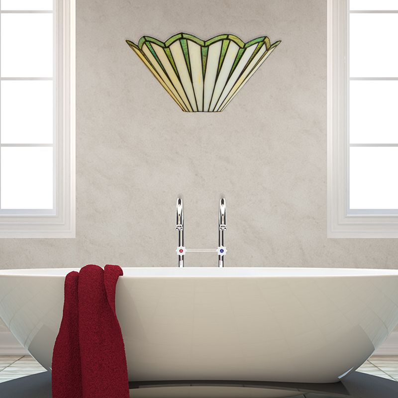 Glass Conical Sconce Light Coffee Shop 1 Light Simple Style Shuttlecock Wall Lamp in Green