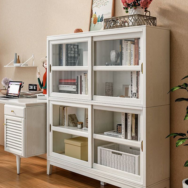 Modern Style Closed Back Bookshelf Wooden Vertical Bookcase in White