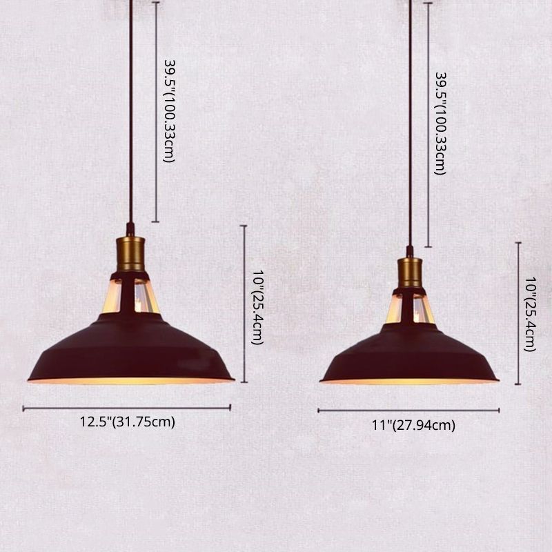 Black Truncated Barn Restaurant Drop Pendant Warehouse-Style Metal 1 Light Hanging Ceiling Light