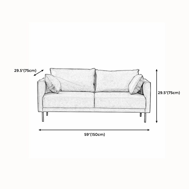 Modern Style Solid Wood Base Sponge Cushion Filled with Pillow Rectangular Sofa