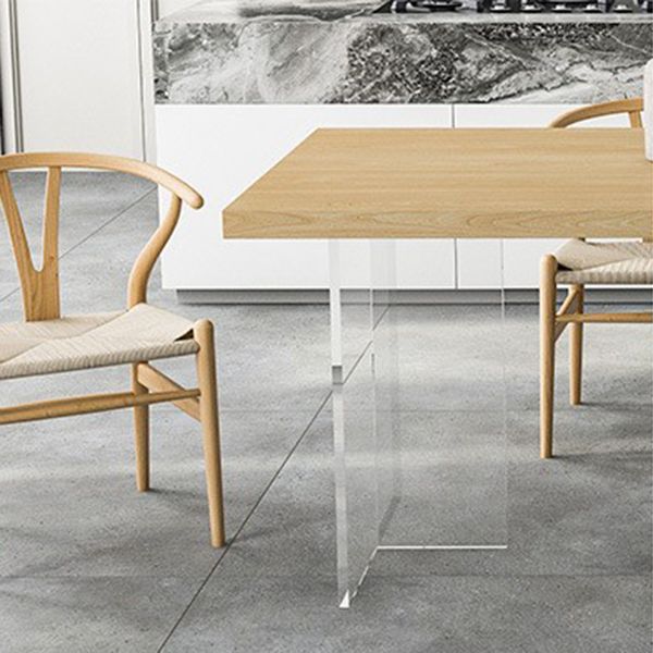 Solid Wood Double Pedestal Table Rectangle Modern Dining Room Kitchen Table