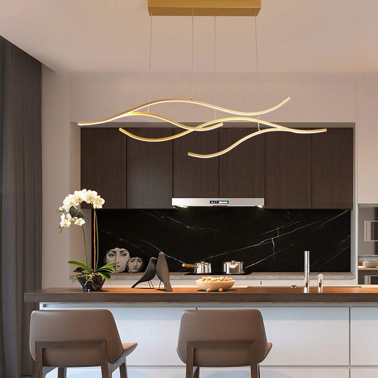 Linea ondata in stile nordico Led Light Minimalismo Metal Long Strip Apparecchiatura per sala da pranzo